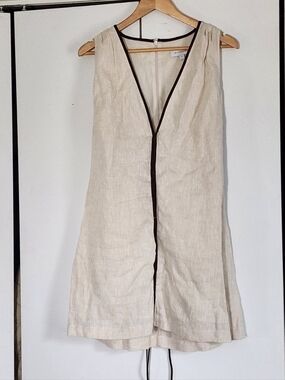Witchery Sleeveless Linen Tunic with Dark Trim